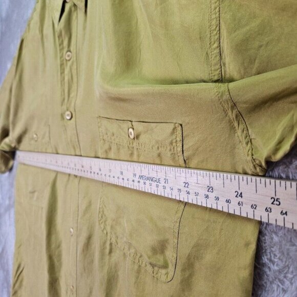 Vintage Fuzi Silks 100% Silk Shirt Italian Style Yellow Button-Down Men's Size M - Picture 4 of 15